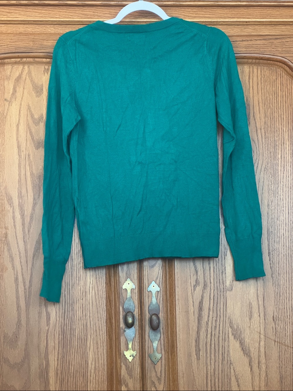 Express Teal Green Button-Up Crewneck Cardigan image 2